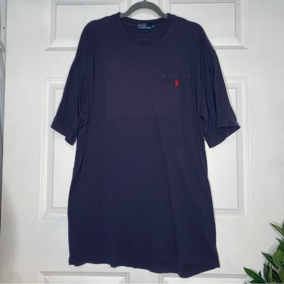 Vintage Polo Ralph Lauren Classic Navy Blue Short Sleeve T-Shirt Size Large TALL - Picture 1 of 10